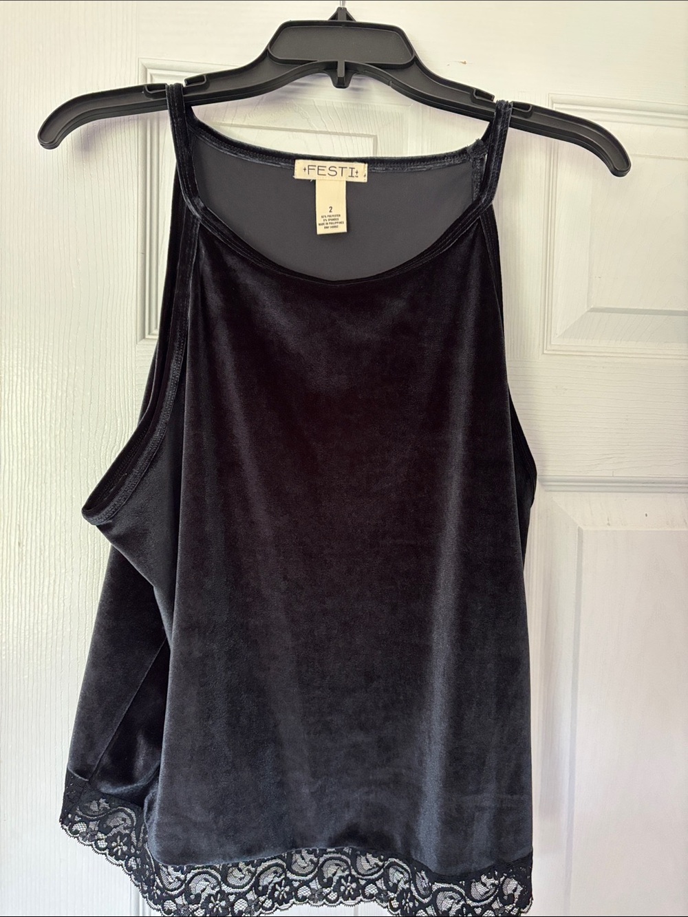 Torrid Black Velvet Lace-Trim Tank Top